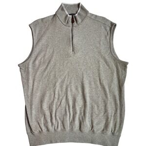 Polo Golf Ralph Lauren Sweater Vest Gray 1/4 Zip 100% Cotton Peru Mens‎ Medium